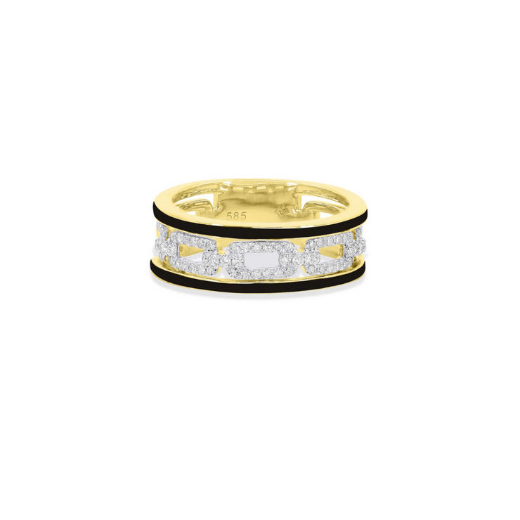 Gold Paperclip Diamond Ring
