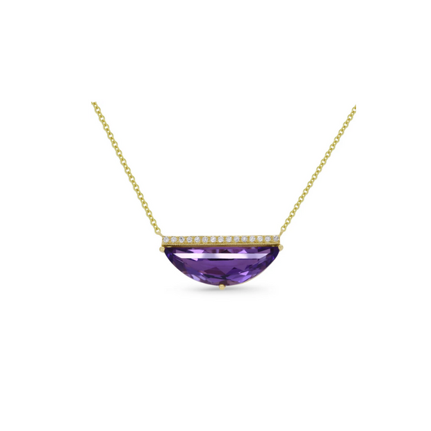 Gold Amethyst Pendant with Diamond Accents