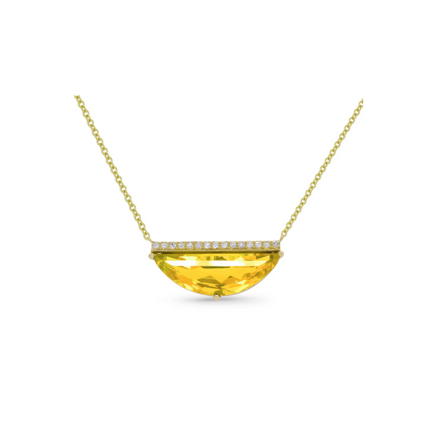 Gold Citrine Pendant with Diamond Accents