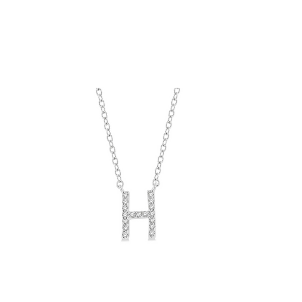 Diamond Initial Necklace in 10K White or Yellow Gold, Letters A-Z. Adjustable chain length 16-18 inch. Bichsel Jewelry in Sedalia, MO. Shop online or in-store today!