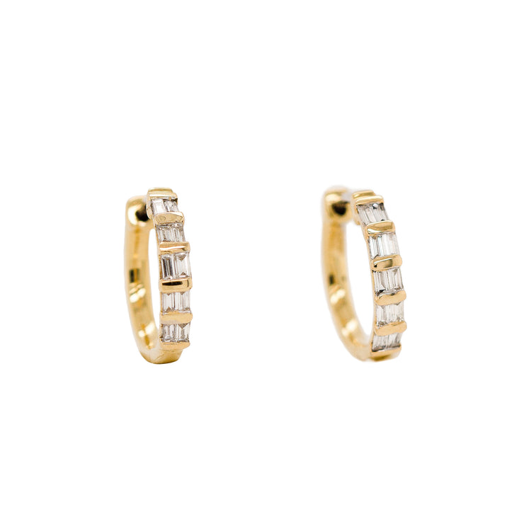 Baguette Diamond Gold Hoops
