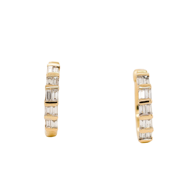 Baguette Diamond Gold Hoops
