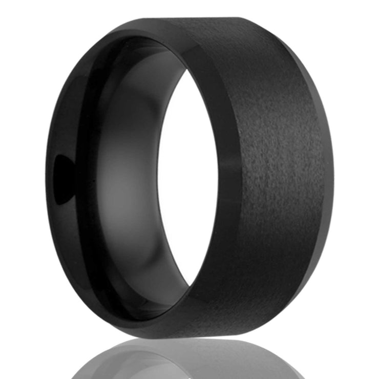 Black Ceramic Band with Polished Edges and Satin Center