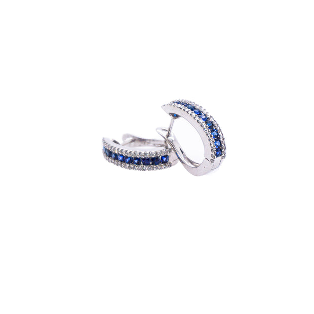 14K White Gold Sapphire and Diamond Hoop Earrings Bichsel Jewelry Sedalia MO