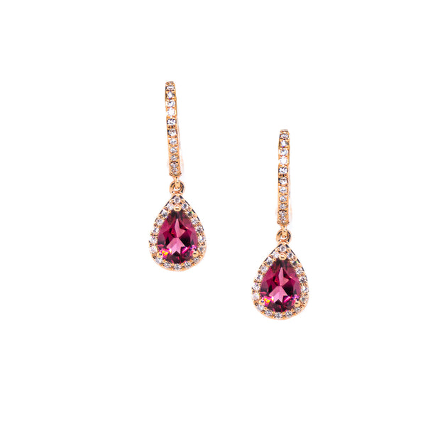 EFFY 14K Rose Gold Rhodolite Garnet and Diamond Dangle Earrings