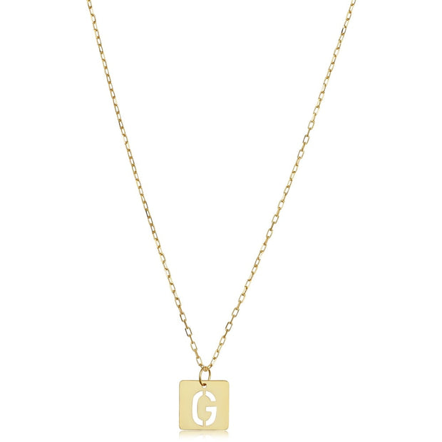 14K Yellow Gold Square Tile Block Initial Pendant with Letter "G". Adjustable 16-18". 50% OFF Special! Bichsel Jewelry in Sedalia, MO. Shop online or in-store today!