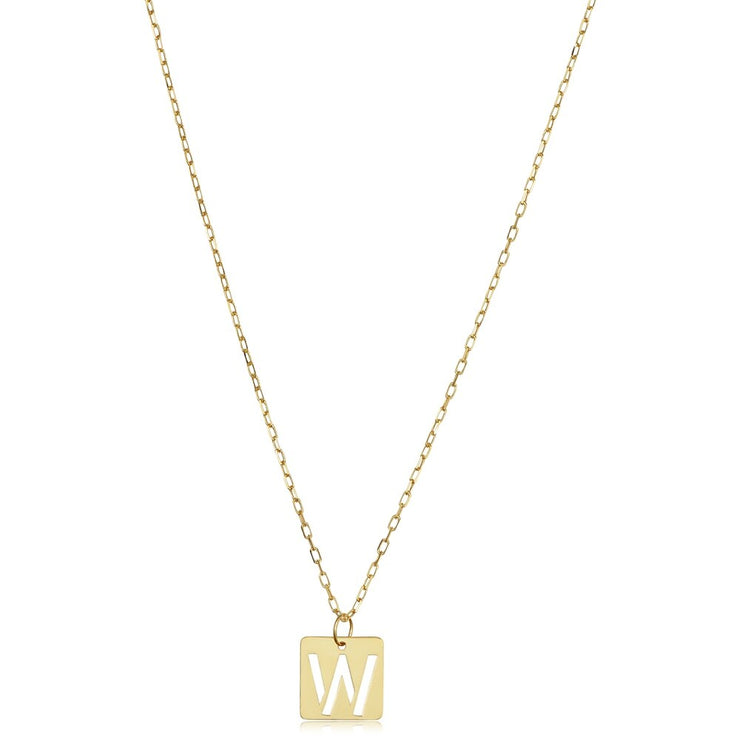 Gold W Initial Necklace