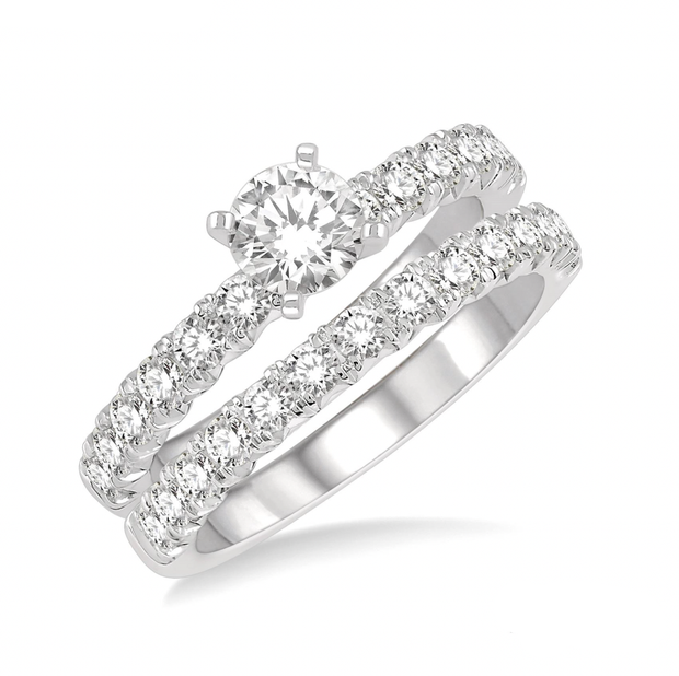 14K White Gold Round Diamond Engagement Ring with Matching Diamond Wedding Band. Bichsel Jewelry in Sedalia, MO. Shop wedding sets online or in-store today!