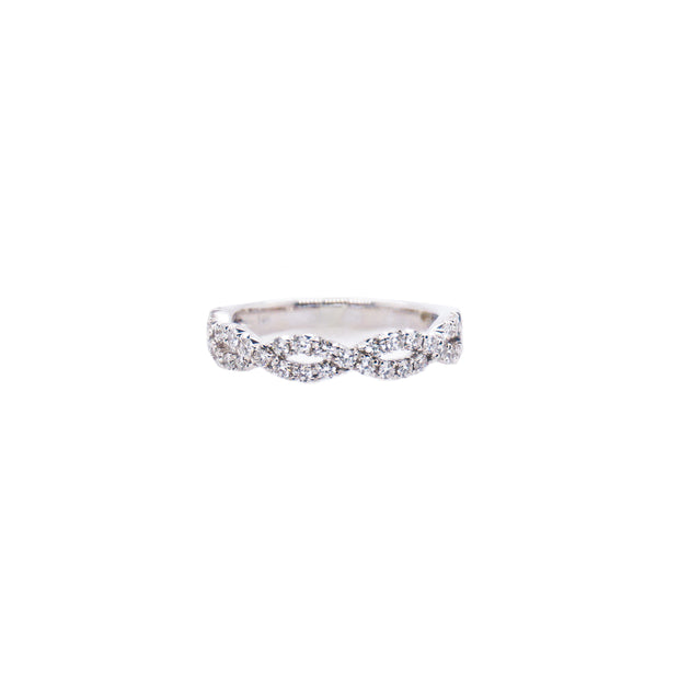 14K White Gold Twisted Diamond Band