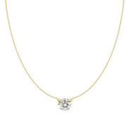 18K Yellow Gold Round Diamond Solitaire Necklace