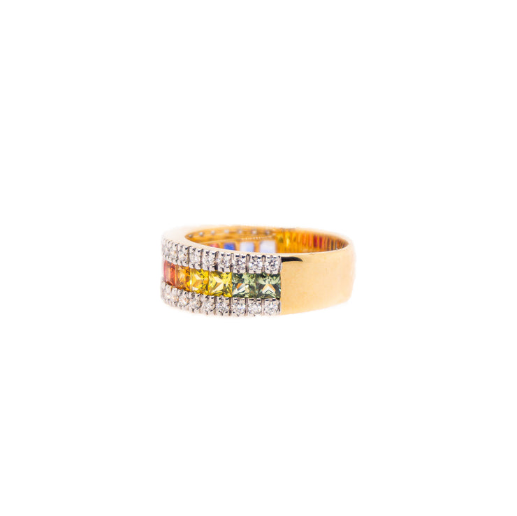 14K Yellow Gold Multi-Colored Sapphire Band 