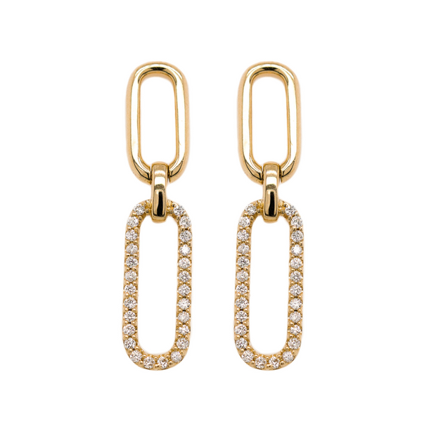 14K Yellow Gold & 0.15ct Round Diamond Paperclip Link Dangle Earrings. Bichsel Jewelry in Sedalia, MO. Shop online or in-store today!