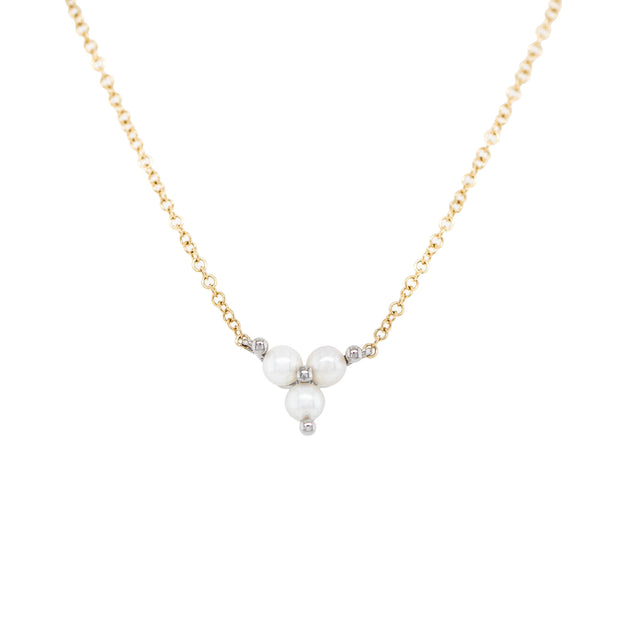 Gold Pearl Trio Necklace