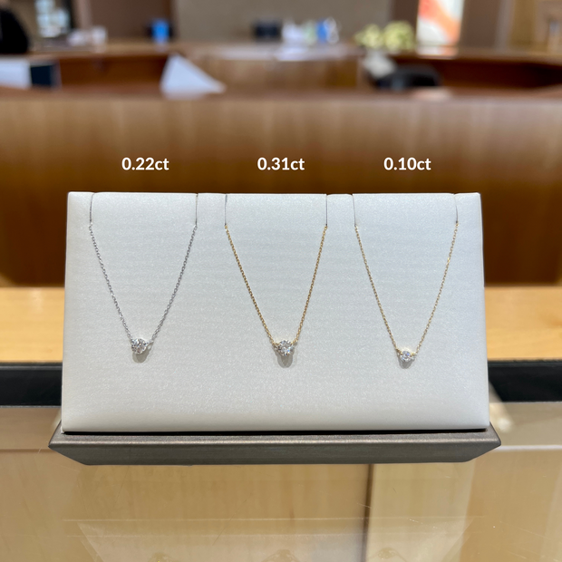 18K Yellow Gold Round Diamond Solitaire Necklace