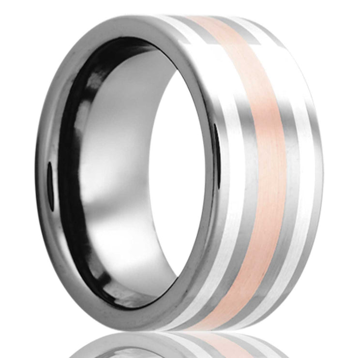 Rose Gold & Silver Inlay Tungsten Band