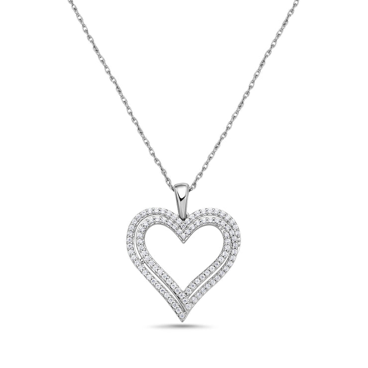 Sterling Silver & Diamond Heart Pendant