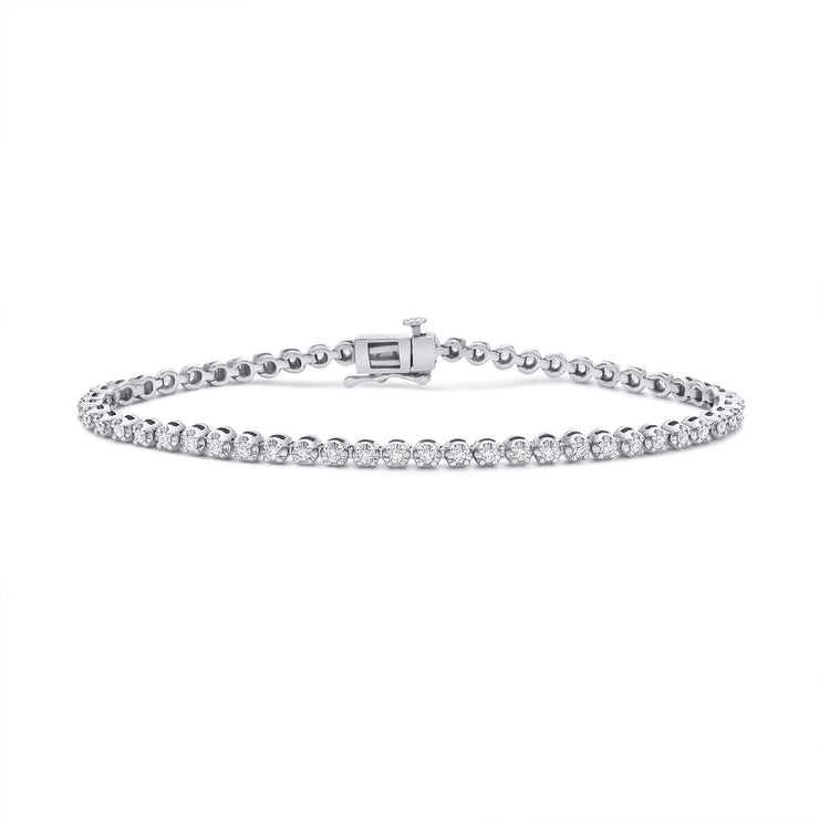10K White Gold Round Diamond Tennis Bracelet