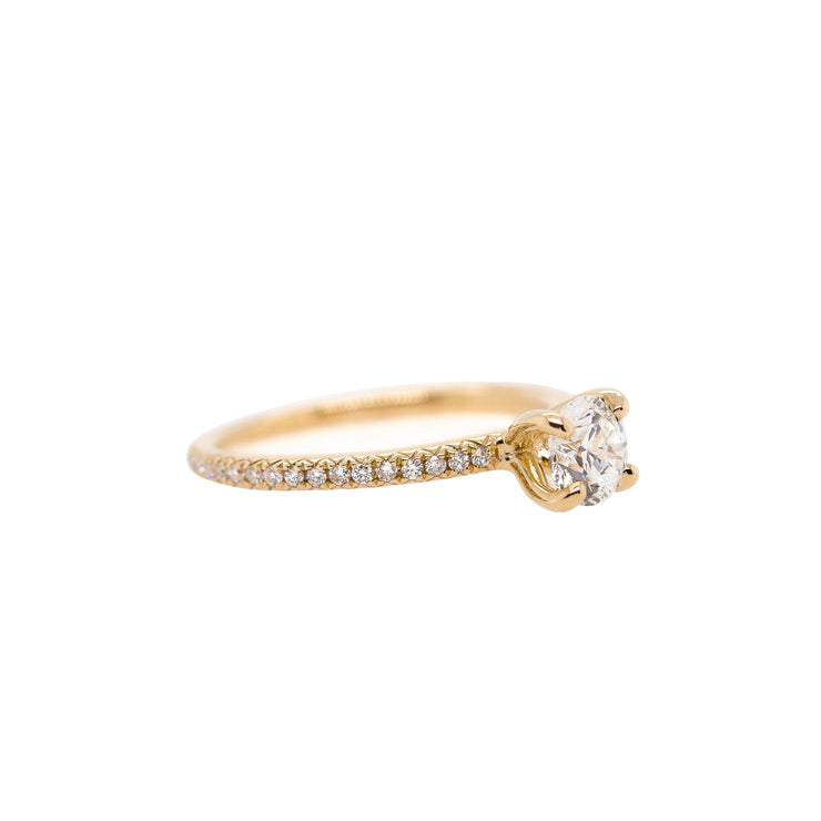 14K Yellow Gold 0.73ct Round Diamond Engagement Ring with 0.21ct Diamond Accent Band. Bichsel Jewelry in Sedalia, MO. Shop ring styles online or in-store today!